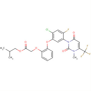 344420-07-1  Acetic acid,[2-[2-chloro-5-[3,6-dihydro-3-methyl-2,6-dioxo-4-(trifluoromethyl)-1(2H)-pyrimidinyl]-4-fluorophenoxy]phenoxy]-, 2-methylpropyl ester