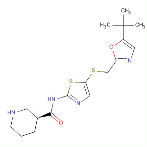345628-81-1  3-Piperidinecarboxamide,N-[5-[[[5-(1,1-dimethylethyl)-2-oxazolyl]methyl]thio]-2-thiazolyl]-, (3S)-