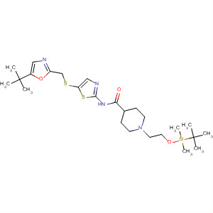 345629-26-7  4-Piperidinecarboxamide,1-[2-[[(1,1-dimethylethyl)dimethylsilyl]oxy]ethyl]-N-[5-[[[5-(1,1-dimethylethyl)-2-oxazolyl]methyl]thio]-2-thiazolyl]-