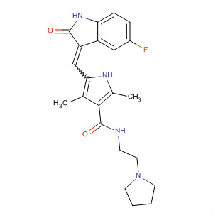 346405-32-1  1H-Pyrrole-3-carboxamide,5-[(5-fluoro-1,2-dihydro-2-oxo-3H-indol-3-ylidene)methyl]-2,4-dimethyl-N-[2-(1-pyrrolidinyl)ethyl]-