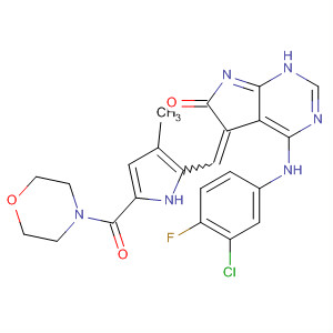 346599-87-9  Morpholine,4-[[5-[[4-[(3-chloro-4-fluorophenyl)amino]-1,6-dihydro-6-oxo-5H-pyrrolo[2,3-d]pyrimidin-5-ylidene]methyl]-4-methyl-1H-pyrrol-2-yl]carbonyl]-