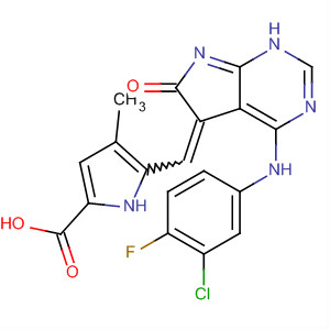 346600-08-6  1H-Pyrrole-2-carboxylic acid,5-[[4-[(3-chloro-4-fluorophenyl)amino]-1,6-dihydro-6-oxo-5H-pyrrolo[2,3-d]pyrimidin-5-ylidene]methyl]-4-methyl-