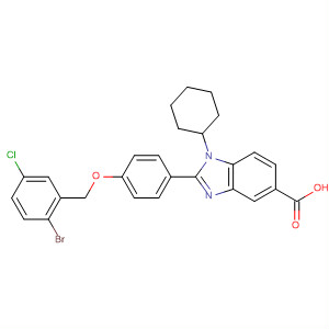 347166-93-2  1H-Benzimidazole-5-carboxylic acid,2-[4-[(2-bromo-5-chlorophenyl)methoxy]phenyl]-1-cyclohexyl-