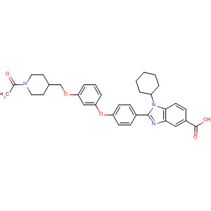 347166-96-5  1H-Benzimidazole-5-carboxylic acid,2-[4-[3-[(1-acetyl-4-piperidinyl)methoxy]phenoxy]phenyl]-1-cyclohexyl-