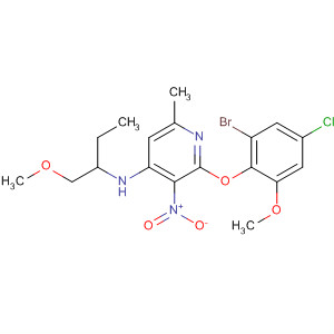 351378-00-2  4-Pyridinamine,2-(2-bromo-4-chloro-6-methoxyphenoxy)-N-[1-(methoxymethyl)propyl]-6-methyl-3-nitro-