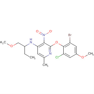 351378-04-6  4-Pyridinamine,2-(2-bromo-6-chloro-4-methoxyphenoxy)-N-[1-(methoxymethyl)propyl]-6-methyl-3-nitro-
