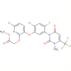 353292-29-2  Acetic acid,[[6-chloro-3-[2-chloro-5-[3,6-dihydro-3-methyl-2,6-dioxo-4-(trifluoromethyl)-1(2H)-pyrimidinyl]-4-fluorophenoxy]-2-pyridinyl]oxy]-, methyl ester