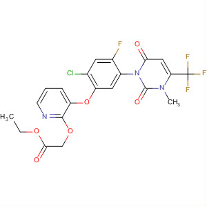 353292-31-6  Acetic acid,[[3-[2-chloro-5-[3,6-dihydro-3-methyl-2,6-dioxo-4-(trifluoromethyl)-1(2H)-pyrimidinyl]-4-fluorophenoxy]-2-pyridinyl]oxy]-, ethyl ester