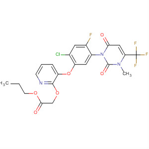 353292-32-7  Acetic acid,[[3-[2-chloro-5-[3,6-dihydro-3-methyl-2,6-dioxo-4-(trifluoromethyl)-1(2H)-pyrimidinyl]-4-fluorophenoxy]-2-pyridinyl]oxy]-, propyl ester