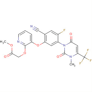 353292-44-1  Acetic acid,[[3-[2-cyano-5-[3,6-dihydro-3-methyl-2,6-dioxo-4-(trifluoromethyl)-1(2H)-pyrimidinyl]-4-fluorophenoxy]-2-pyridinyl]oxy]-, methyl ester