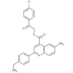 354771-83-8  4-Quinolinecarboxylic acid, 2-(4-ethylphenyl)-6-methyl-,2-(4-chlorophenyl)-2-oxoethyl ester 354771-83-8  4-Quinolinecarboxylic acid, 2-(4-ethylphenyl)-6-methyl-,2-(4-chlorophenyl)-2-oxoethyl ester