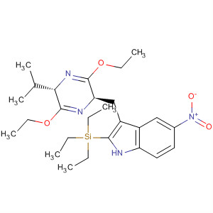 355839-58-6  1H-Indole,3-[[(2R,5S)-3,6-diethoxy-2,5-dihydro-5-(1-methylethyl)pyrazinyl]methyl]-5-nitro-2-(triethylsilyl)-