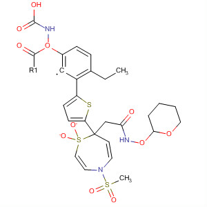 355841-88-2  Carbamic acid,[3-[5-[hexahydro-4-(methylsulfonyl)-1,1-dioxido-7-[2-oxo-2-[[(tetrahydro-2H-pyran-2-yl)oxy]amino]ethyl]-1,4-thiazepin-7-yl]-2-thienyl]phenyl]-,ethyl ester