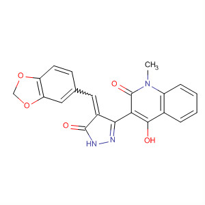 329730-17-8  2(1H)-Quinolinone,3-[4-(1,3-benzodioxol-5-ylmethylene)-4,5-dihydro-5-oxo-1H-pyrazol-3-yl]-4-hydroxy-1-methyl-