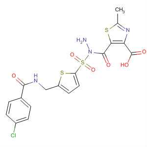 332360-53-9  4-Thiazolecarboxylic acid, 2-methyl-,2-[[5-[[(4-chlorobenzoyl)amino]methyl]-2-thienyl]sulfonyl]hydrazide
