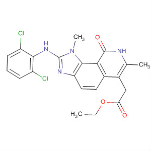 333455-23-5  1H-Imidazo[4,5-h]isoquinoline-6-acetic acid,2-[(2,6-dichlorophenyl)amino]-8,9-dihydro-1,7-dimethyl-9-oxo-, ethylester