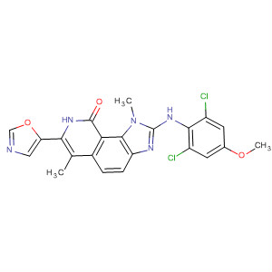 333456-18-1  9H-Imidazo[4,5-h]isoquinolin-9-one,2-[(2,6-dichloro-4-methoxyphenyl)amino]-1,8-dihydro-1,6-dimethyl-7-(5-oxazolyl)-