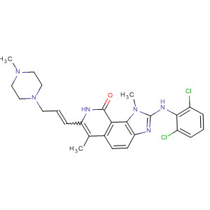 333456-22-7  9H-Imidazo[4,5-h]isoquinolin-9-one,2-[(2,6-dichlorophenyl)amino]-1,8-dihydro-1,6-dimethyl-7-[3-(4-methyl-1-piperazinyl)-1-propenyl]-
