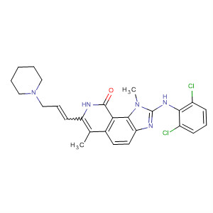333456-23-8  9H-Imidazo[4,5-h]isoquinolin-9-one,2-[(2,6-dichlorophenyl)amino]-1,8-dihydro-1,6-dimethyl-7-[3-(1-piperidinyl)-1-propenyl]-