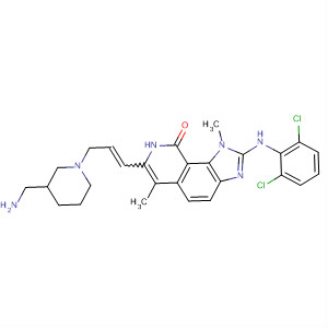 333456-88-5  9H-Imidazo[4,5-h]isoquinolin-9-one,7-[3-[3-(aminomethyl)-1-piperidinyl]-1-propenyl]-2-[(2,6-dichlorophenyl)amino]-1,8-dihydro-1,6-dimethyl-