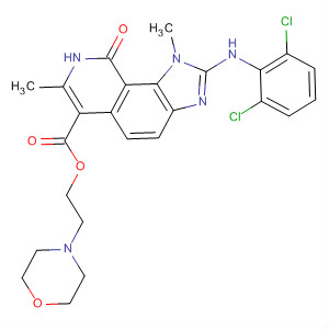 333458-98-3  1H-Imidazo[4,5-h]isoquinoline-6-carboxylic acid,2-[(2,6-dichlorophenyl)amino]-8,9-dihydro-1,7-dimethyl-9-oxo-,2-(4-morpholinyl)ethyl ester