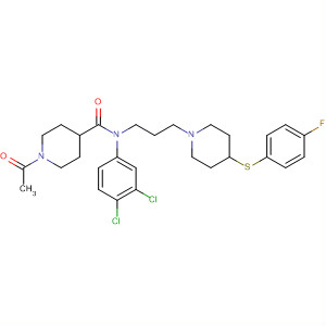333991-84-7  4-Piperidinecarboxamide,1-acetyl-N-(3,4-dichlorophenyl)-N-[3-[4-[(4-fluorophenyl)thio]-1-piperidinyl]propyl]-