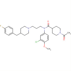 333991-99-4  4-Piperidinecarboxamide,1-acetyl-N-(3-chloro-4-methoxyphenyl)-N-[3-[4-[(4-fluorophenyl)methyl]-1-piperidinyl]propyl]-