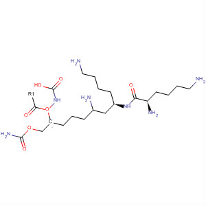 334000-15-6  Carbamic acid, [(1R)-5-amino-1-[[(aminocarbonyl)oxy]methyl]pentyl]-,(2R)-6-amino-2-[[(2R)-2,6-diamino-1-oxohexyl]amino]hexyl ester