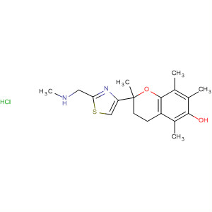 335245-85-7  2H-1-Benzopyran-6-ol,3,4-dihydro-2,5,7,8-tetramethyl-2-[2-[(methylamino)methyl]-4-thiazolyl]-,hydrochloride