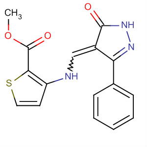338975-67-0  2-Thiophenecarboxylic acid,3-[[(1,5-dihydro-5-oxo-3-phenyl-4H-pyrazol-4-ylidene)methyl]amino]-,methyl ester