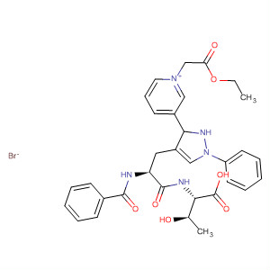 301651-08-1  L-Threonine,N-benzoyl-2,3-didehydro-3-[3-[1-(2-ethoxy-2-oxoethyl)pyridinium-3-yl]-1-phenyl-1H-pyrazol-4-yl]alanyl-, bromide