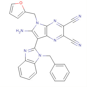 302804-09-7  5H-Pyrrolo[2,3-b]pyrazine-2,3-dicarbonitrile,6-amino-5-(2-furanylmethyl)-7-[1-(phenylmethyl)-1H-benzimidazol-2-yl]-