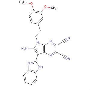 302804-11-1  5H-Pyrrolo[2,3-b]pyrazine-2,3-dicarbonitrile,6-amino-7-(1H-benzimidazol-2-yl)-5-[2-(3,4-dimethoxyphenyl)ethyl]-