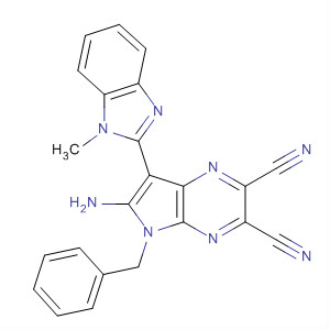 302804-15-5  5H-Pyrrolo[2,3-b]pyrazine-2,3-dicarbonitrile,6-amino-7-(1-methyl-1H-benzimidazol-2-yl)-5-(phenylmethyl)-