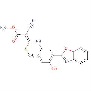 302809-08-1  2-Propenoic acid,3-[[3-(2-benzoxazolyl)-4-hydroxyphenyl]amino]-2-cyano-3-(methylthio)-,methyl ester