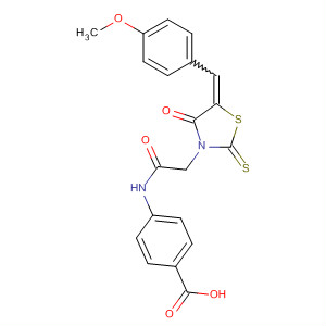 303026-03-1  Benzoic acid,4-[[[5-[(4-methoxyphenyl)methylene]-4-oxo-2-thioxo-3-thiazolidinyl]acetyl]amino]-