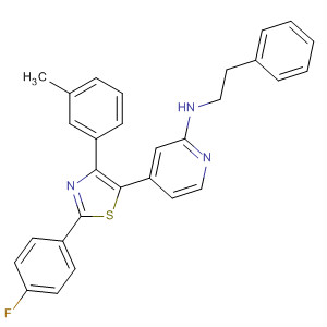 303163-10-2  2-Pyridinamine,4-[2-(4-fluorophenyl)-4-(3-methylphenyl)-5-thiazolyl]-N-(2-phenylethyl)-