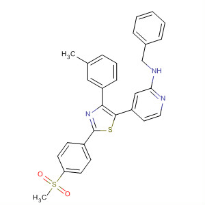 303163-24-8  2-Pyridinamine,4-[4-(3-methylphenyl)-2-[4-(methylsulfonyl)phenyl]-5-thiazolyl]-N-(phenylmethyl)-