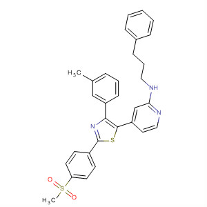 303163-25-9  2-Pyridinamine,4-[4-(3-methylphenyl)-2-[4-(methylsulfonyl)phenyl]-5-thiazolyl]-N-(3-phenylpropyl)-