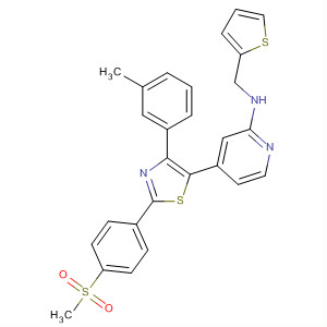 303163-41-9  2-Pyridinamine,4-[4-(3-methylphenyl)-2-[4-(methylsulfonyl)phenyl]-5-thiazolyl]-N-(2-thienylmethyl)-