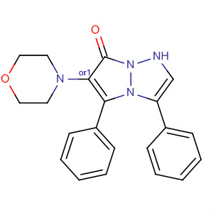 307297-86-5  1H,7H-Pyrazolo[1,2-a][1,2,3]triazol-7-on,5,6-dihydro-6-(4-morfolinylo)-3,5-difenylo-, (5R,6R)-rel-