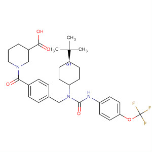 307983-33-1  3-Piperidinecarboxylic acid,1-[4-[[[trans-4-(1,1-dimethylethyl)cyclohexyl][[[4-(trifluoromethoxy)phenyl]amino]carbonyl]amino]methyl]benzoyl]-