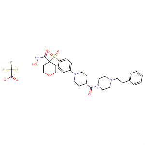 308821-69-4  2H-Pyran-4-carboxamide,tetrahydro-N-hydroxy-4-[[4-[4-[[4-(2-phenylethyl)-1-piperazinyl]carbonyl]-1-piperidinyl]phenyl]sulfonyl]-, mono(trifluoroacetate) (salt)