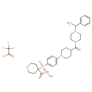 308821-71-8  2H-Pyran-4-carboxamide,tetrahydro-N-hydroxy-4-[[4-[4-[[4-(1-phenylethyl)-1-piperazinyl]carbonyl]-1-piperidinyl]phenyl]sulfonyl]-, mono(trifluoroacetate) (salt)