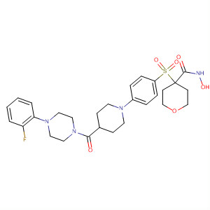 308821-82-1  2H-Pyran-4-carboxamide,4-[[4-[4-[[4-(2-fluorophenyl)-1-piperazinyl]carbonyl]-1-piperidinyl]phenyl]sulfonyl]tetrahydro-N-hydroxy-