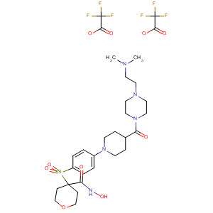 308821-95-6  2H-Pyran-4-carboxamide,4-[[4-[4-[[4-[2-(dimethylamino)ethyl]-1-piperazinyl]carbonyl]-1-piperidinyl]phenyl]sulfonyl]tetrahydro-N-hydroxy-, bis(trifluoroacetate) (salt)