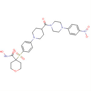 308822-01-7  2H-Pyran-4-carboxamide,tetrahydro-N-hydroxy-4-[[4-[4-[[4-(4-nitrophenyl)-1-piperazinyl]carbonyl]-1-piperidinyl]phenyl]sulfonyl]-