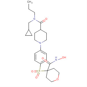 308822-06-2  4-Piperidinecarboxamide,N-(cyclopropylmethyl)-N-propyl-1-[4-[[tetrahydro-4-[(hydroxyamino)carbonyl]-2H-pyran-4-yl]sulfonyl]phenyl]-