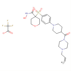 308822-11-9  2H-Pyran-4-carboxamide,tetrahydro-N-hydroxy-4-[[4-[4-[[4-(2-propenyl)-1-piperazinyl]carbonyl]-1-piperidinyl]phenyl]sulfonyl]-, mono(trifluoroacetate) (salt)