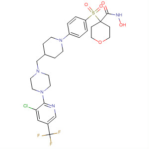 308822-14-2  2H-Pyran-4-carboxamide,4-[[4-[4-[[4-[3-chloro-5-(trifluoromethyl)-2-pyridinyl]-1-piperazinyl]carbonyl]-1-piperidinyl]phenyl]sulfonyl]tetrahydro-N-hydroxy-